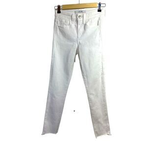 JOE’S Women’s Mid Rise Skinny Cropped Frayed Hem Denim Jeans White Size 24